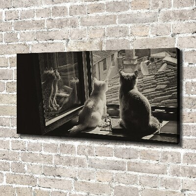 Canvas wall art Cats by the window