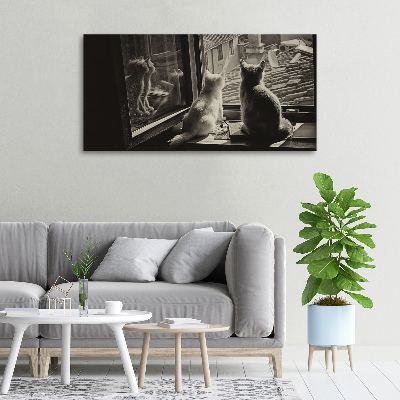 Canvas wall art Cats by the window