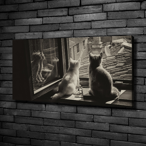 Canvas wall art Cats by the window