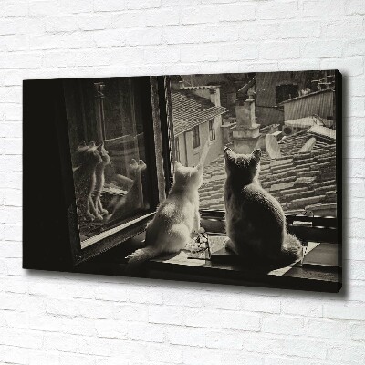 Canvas wall art Cats by the window