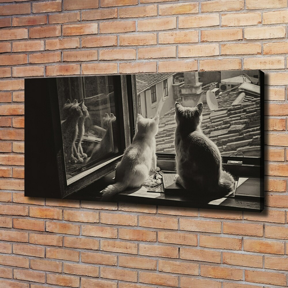 Canvas wall art Cats by the window