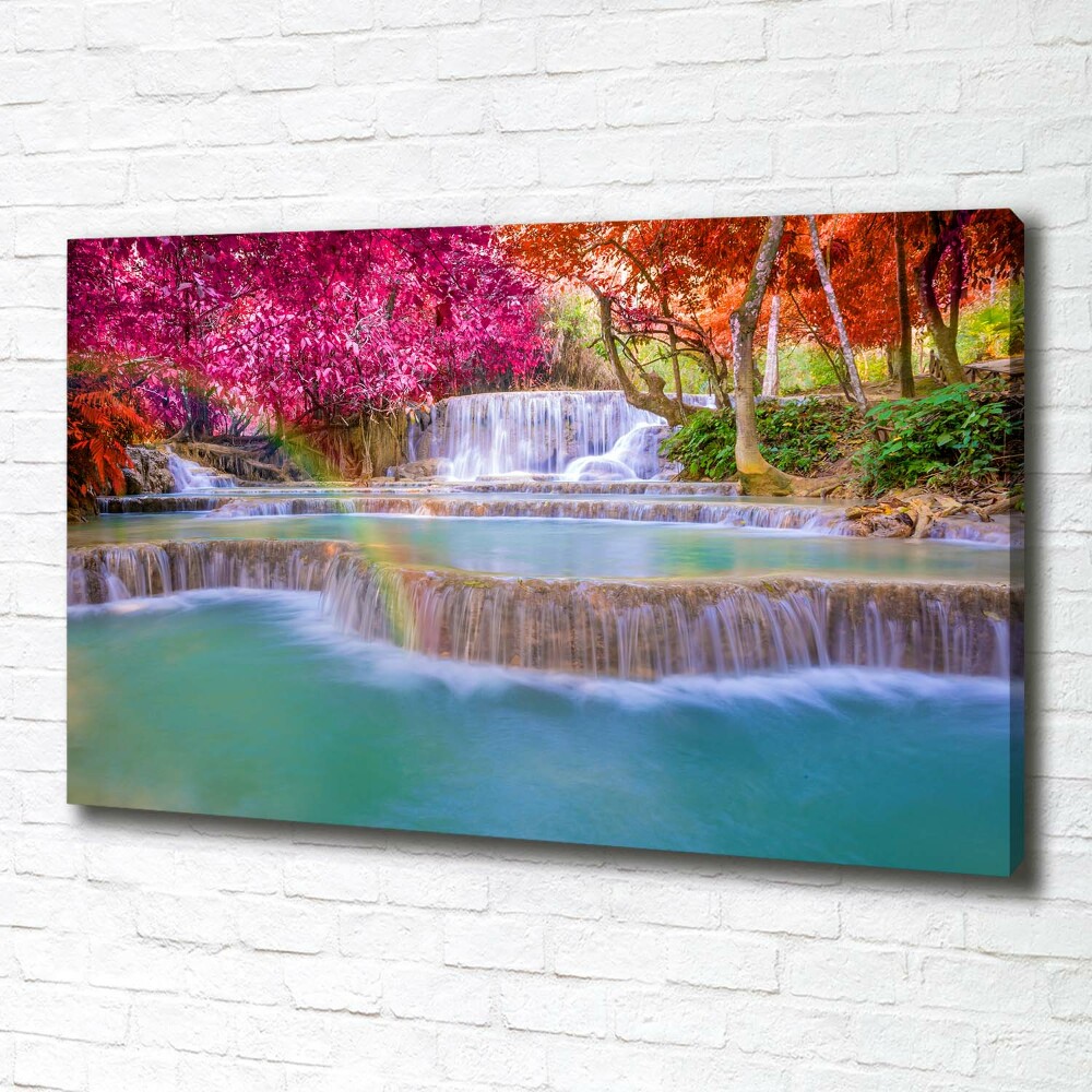 Canvas wall art Waterfall in the forest