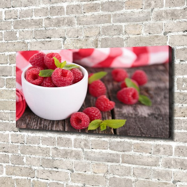 Canvas wall art Raspberries in a bowl