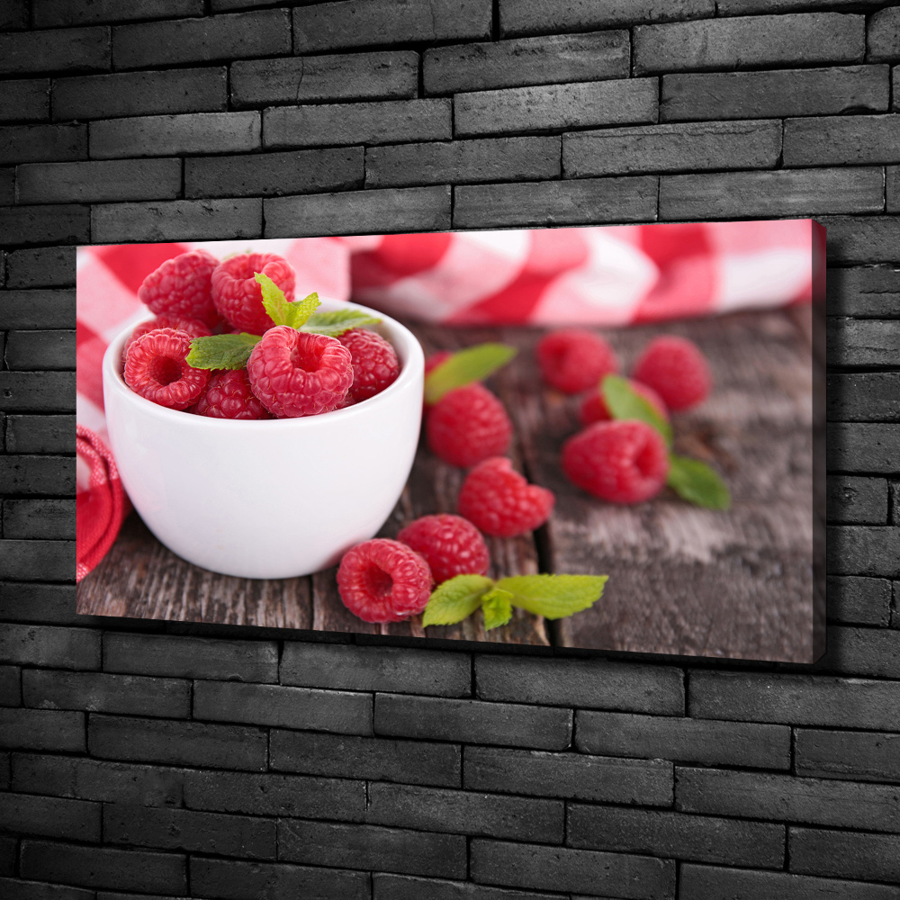 Canvas wall art Raspberries in a bowl