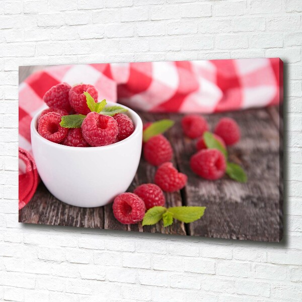 Canvas wall art Raspberries in a bowl