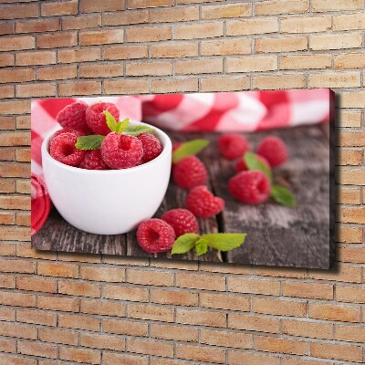 Canvas wall art Raspberries in a bowl