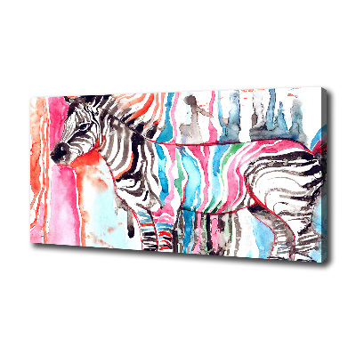 Canvas wall art Colorful zebra