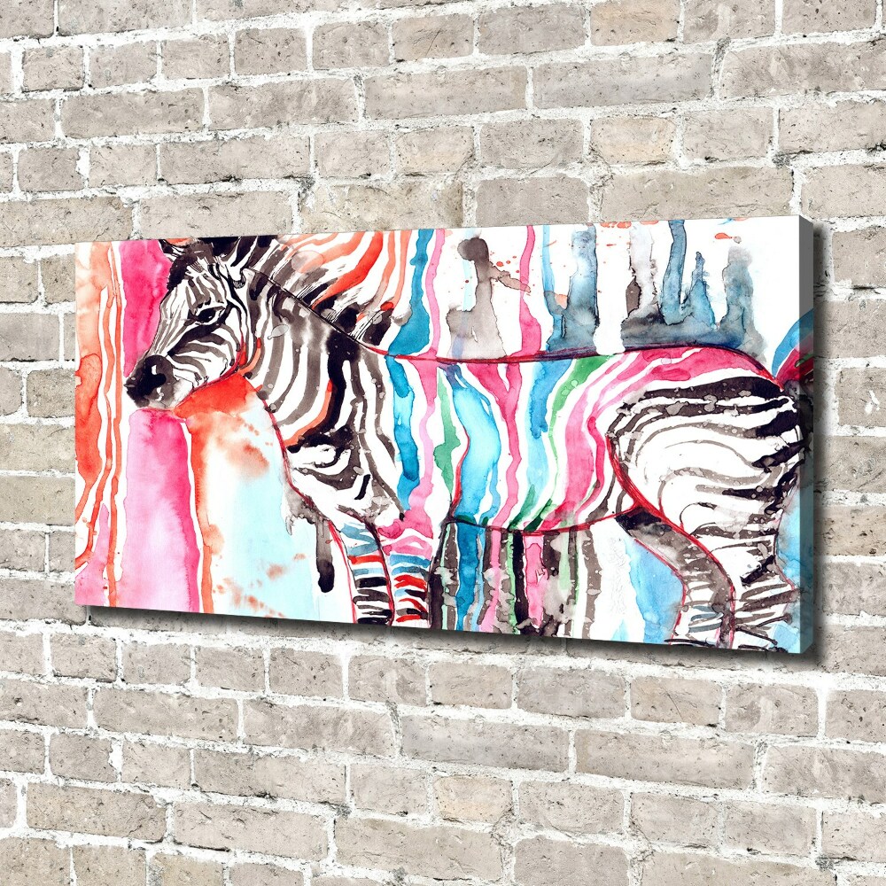 Canvas wall art Colorful zebra