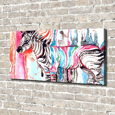 Canvas wall art Colorful zebra