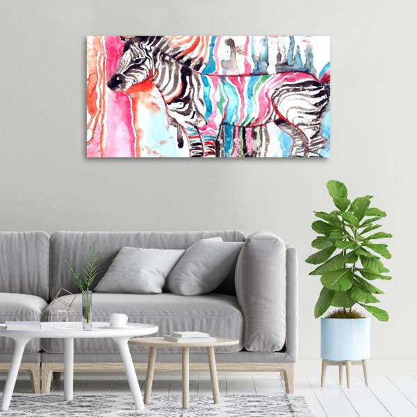 Canvas wall art Colorful zebra