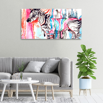 Canvas wall art Colorful zebra