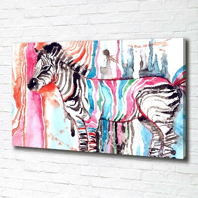 Canvas wall art Colorful zebra