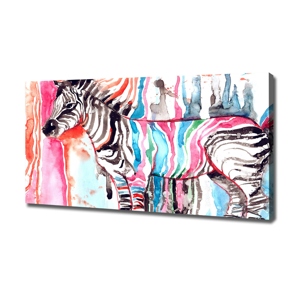 Canvas wall art Colorful zebra