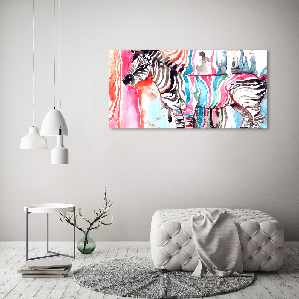 Canvas wall art Colorful zebra