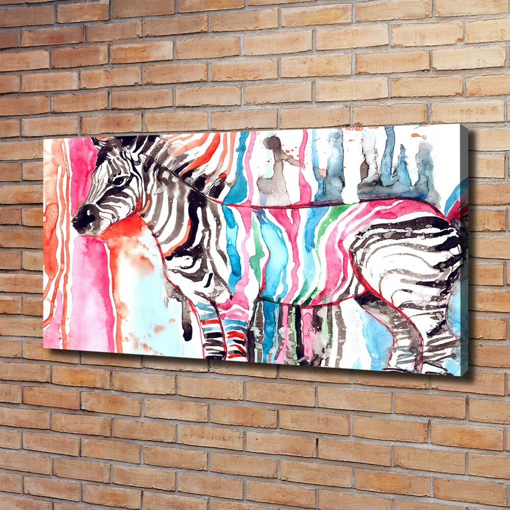 Canvas wall art Colorful zebra