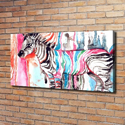 Canvas wall art Colorful zebra