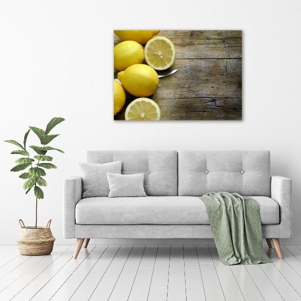 Canvas wall art Lemons on wood