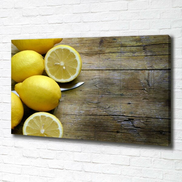 Canvas wall art Lemons on wood