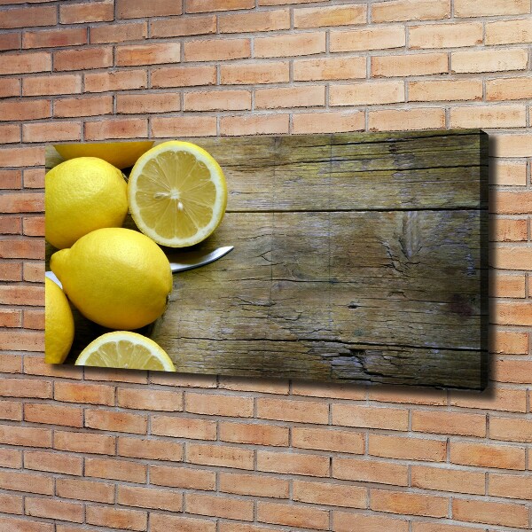 Canvas wall art Lemons on wood