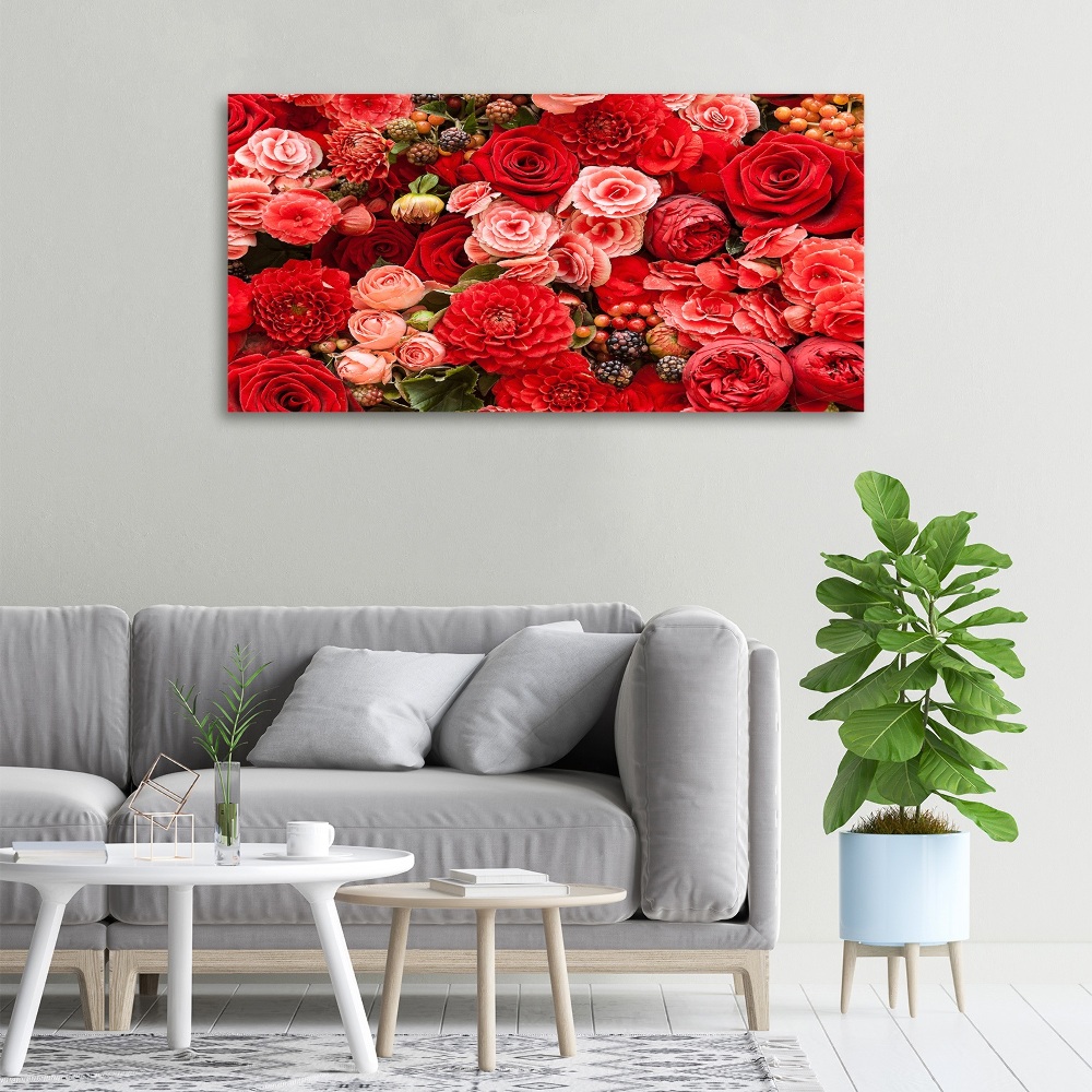 Canvas wall art Red flowers