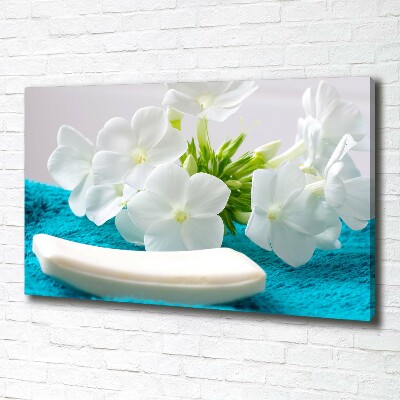 Canvas wall art White spa flowers