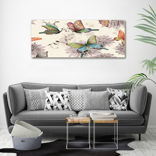 Canvas wall art Butterflies and flowers