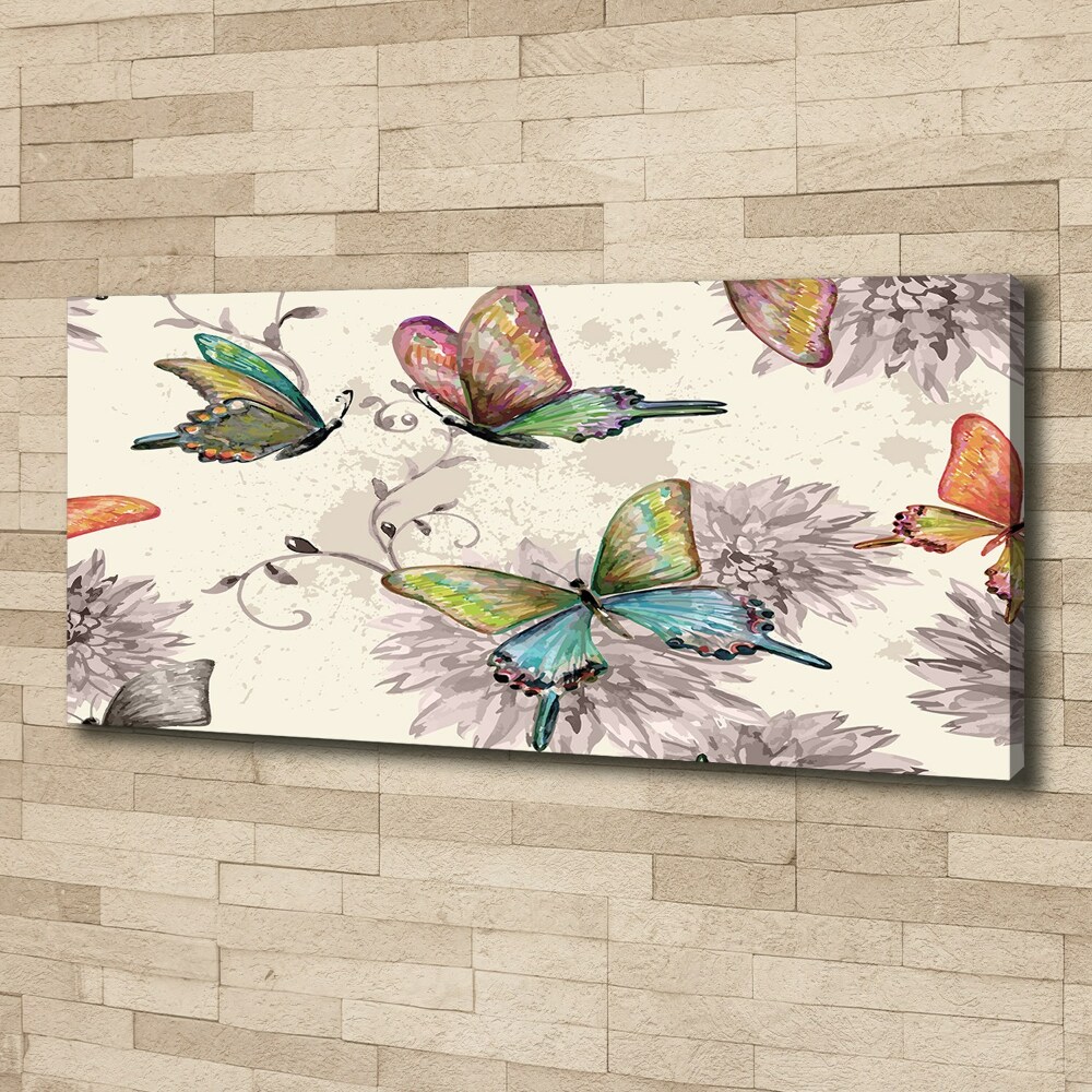 Canvas wall art Butterflies and flowers