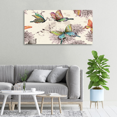 Canvas wall art Butterflies and flowers