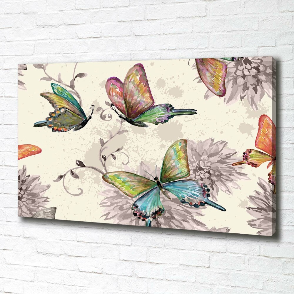 Canvas wall art Butterflies and flowers