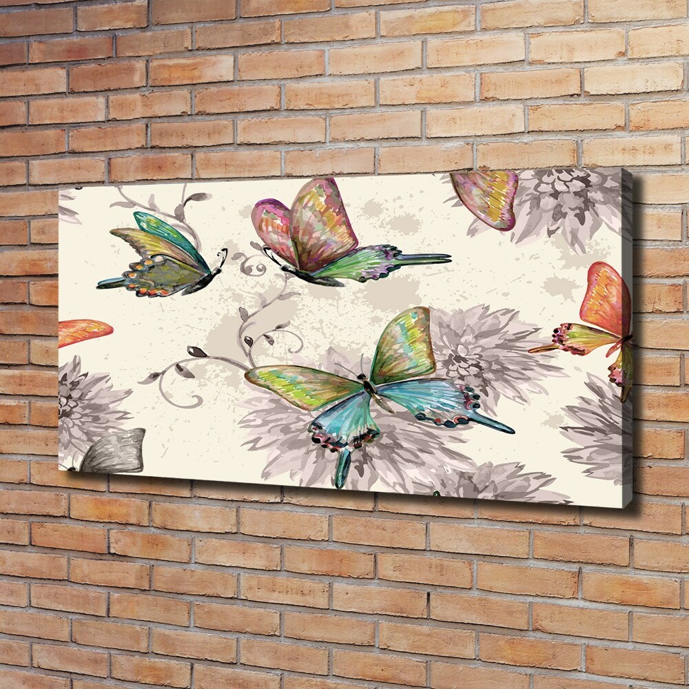 Canvas wall art Butterflies and flowers