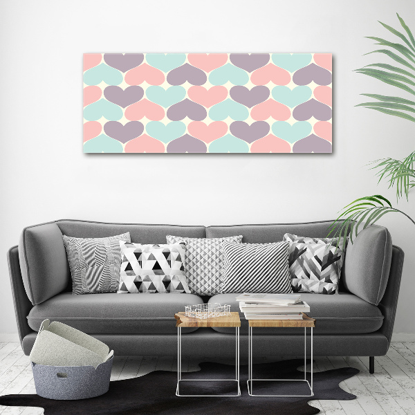 Canvas wall art Colorful hearts