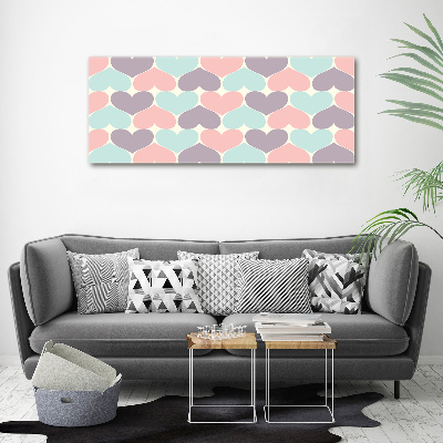 Canvas wall art Colorful hearts