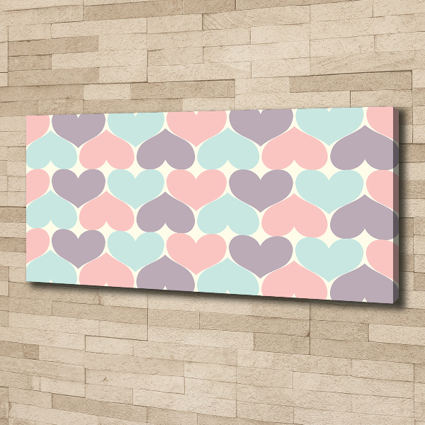 Canvas wall art Colorful hearts