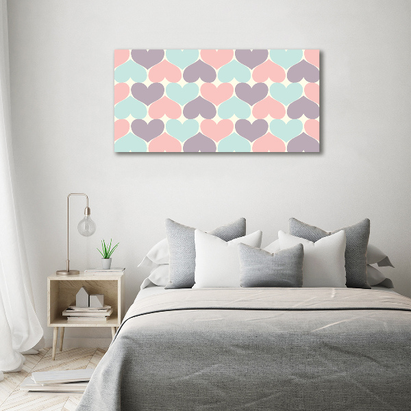 Canvas wall art Colorful hearts