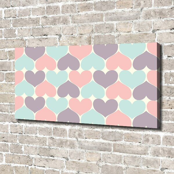 Canvas wall art Colorful hearts