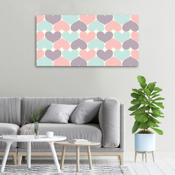 Canvas wall art Colorful hearts