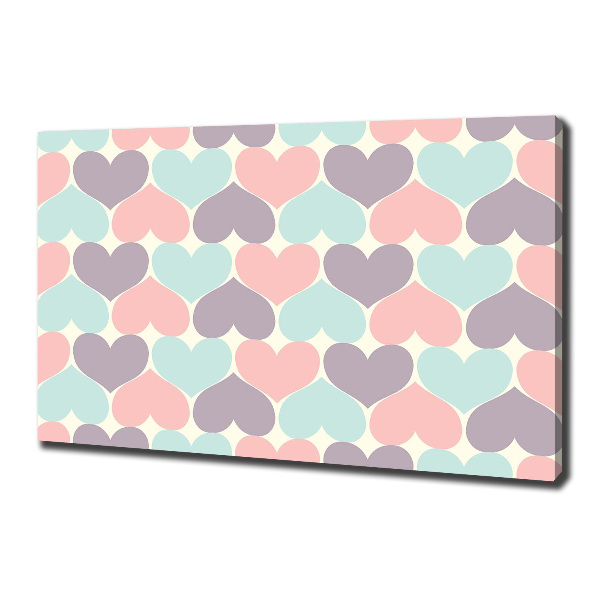 Canvas wall art Colorful hearts