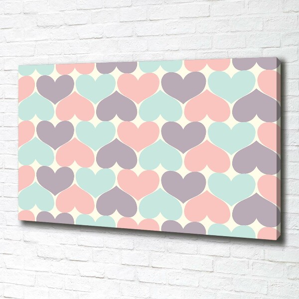 Canvas wall art Colorful hearts