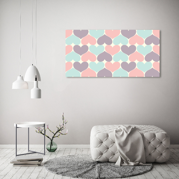 Canvas wall art Colorful hearts