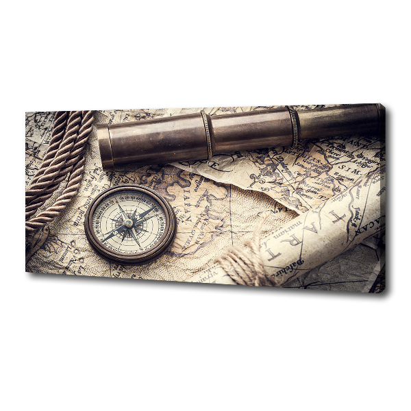 Canvas wall art Compass map of magnifier