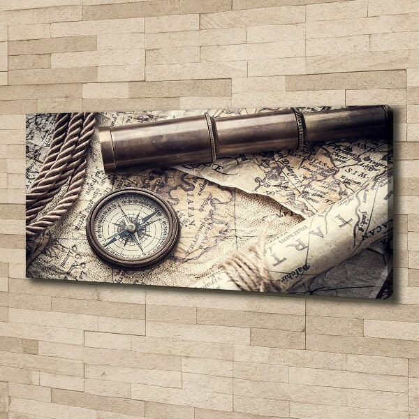 Canvas wall art Compass map of magnifier