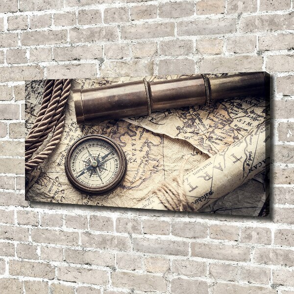 Canvas wall art Compass map of magnifier