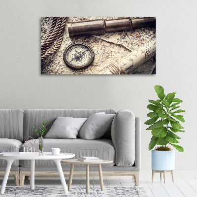 Canvas wall art Compass map of magnifier