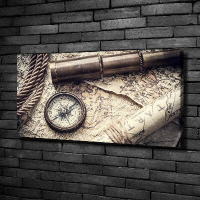 Canvas wall art Compass map of magnifier