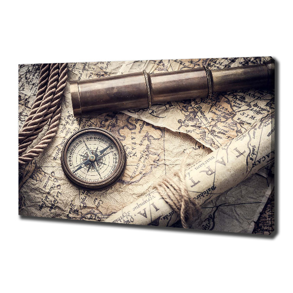 Canvas wall art Compass map of magnifier