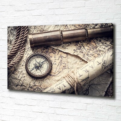 Canvas wall art Compass map of magnifier