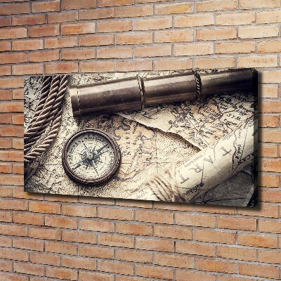 Canvas wall art Compass map of magnifier