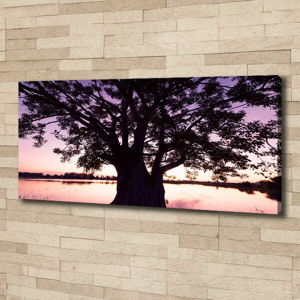 Canvas wall art Tree and lake