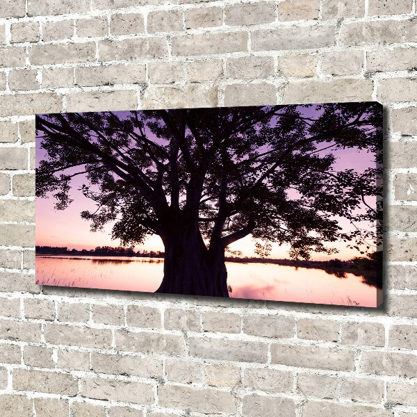 Canvas wall art Tree and lake