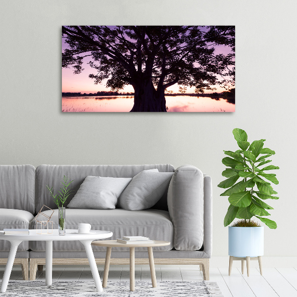 Canvas wall art Tree and lake